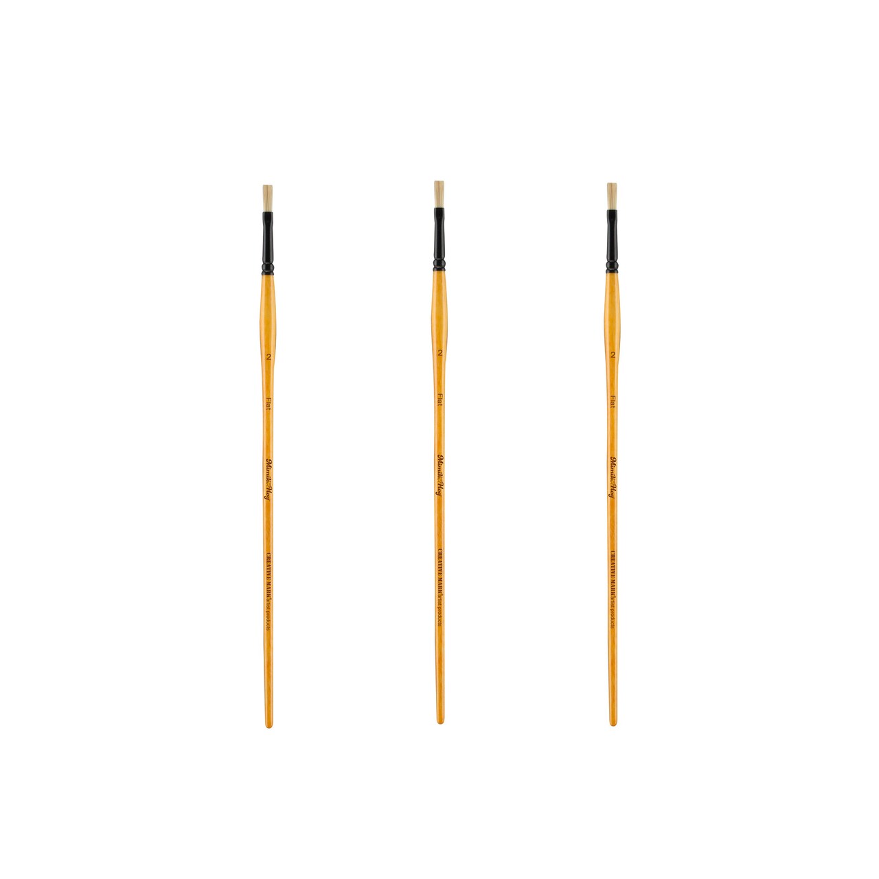 Mimik Hog Professional Synthetic Hog Bristle Paint Brush- Versatile Alternative to Natural Hog Hair Paint Brushes for Oil Painting, Acrylics, Inks, Gouache, Watercolors- Flat - 2 Pack